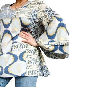 Multiples Tiered Flared Sleeve Art Deco Top